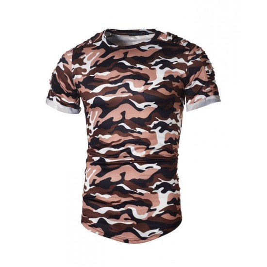  Men's Camouflage Sports Workout Short Sleeve T-Shirt