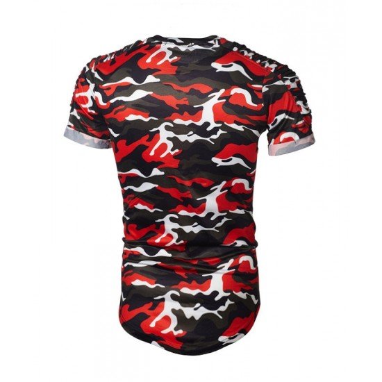  Men's Camouflage Sports Workout Short Sleeve T-Shirt