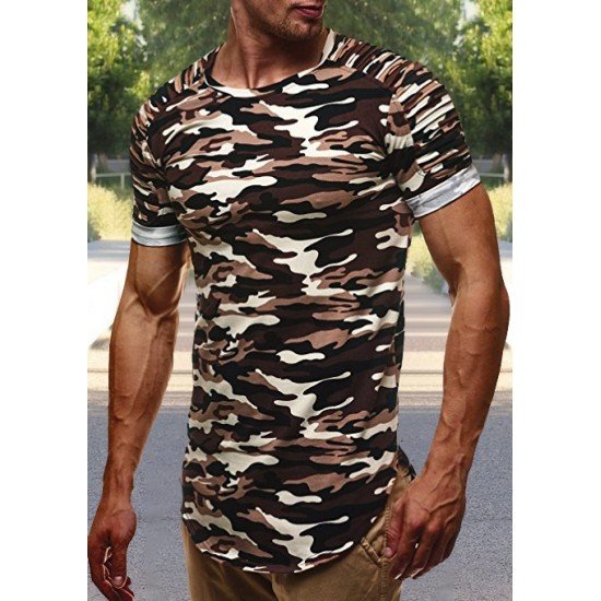  Men's Camouflage Sports Workout Short Sleeve T-Shirt