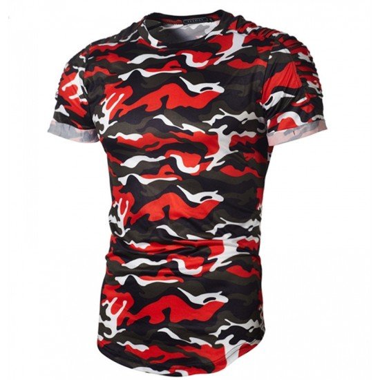  Men's Camouflage Sports Workout Short Sleeve T-Shirt