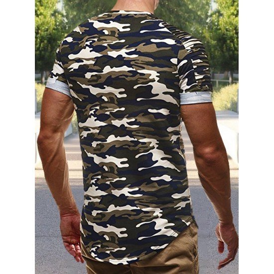  Men's Camouflage Sports Workout Short Sleeve T-Shirt