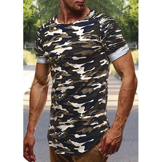  Men's Camouflage Sports Workout Short Sleeve T-Shirt