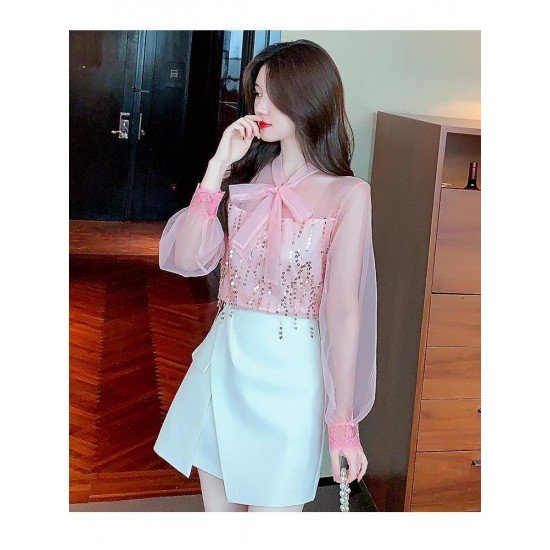  2022 Fall Bow Women's Chiffon Blouse Top