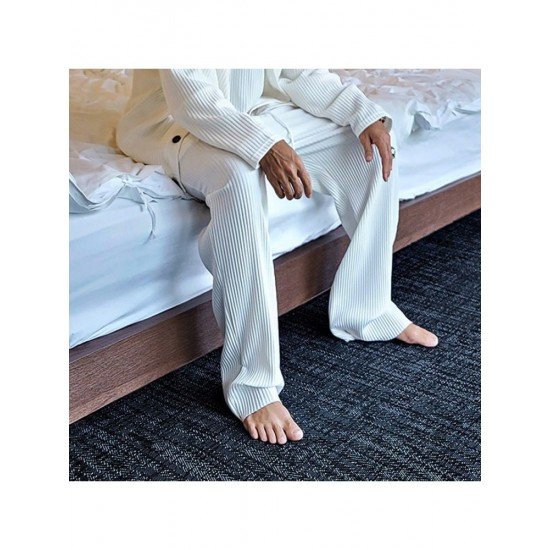 Summer Casual Straight Leg White Pants For Men