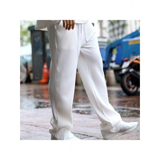 Summer Casual Straight Leg White Pants For Men