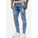  Fashion Pure Color Ripped Men's Denim Jeans