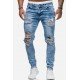  Fashion Pure Color Ripped Men's Denim Jeans