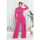 New Fashion Solid Long Sleeve Straight Leg Jumpsuits