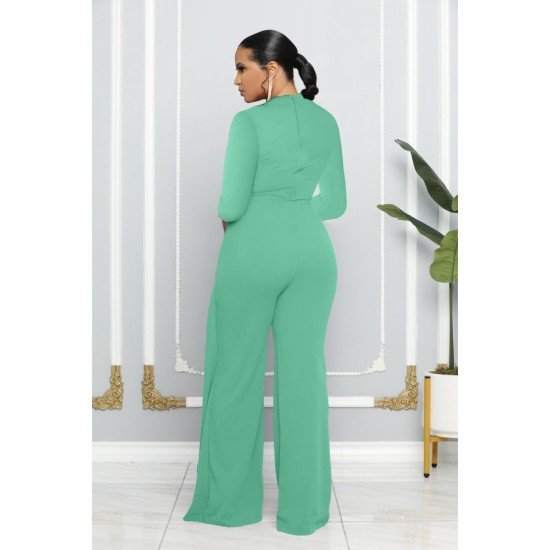 New Fashion Solid Long Sleeve Straight Leg Jumpsuits