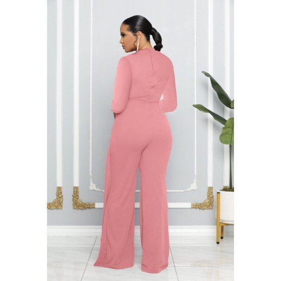 New Fashion Solid Long Sleeve Straight Leg Jumpsuits