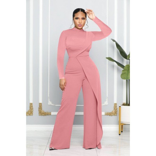 New Fashion Solid Long Sleeve Straight Leg Jumpsuits