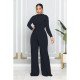 New Fashion Solid Long Sleeve Straight Leg Jumpsuits