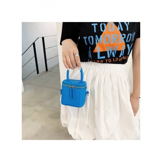  PU Pure Color Bucket Bag For Women