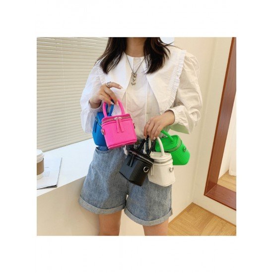  PU Pure Color Bucket Bag For Women