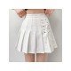 Trendy Tie Wrap Solid White Pleated Short Skirts