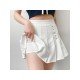 Trendy Tie Wrap Solid White Pleated Short Skirts