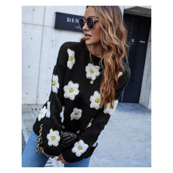  2022 Round Neck Flower Embroidery Women's Sweater