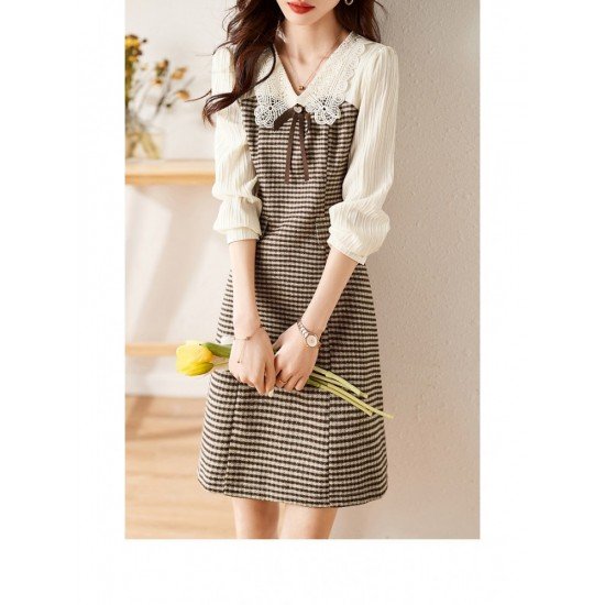  2022 Fall Plaid Patchwork Women's Dress