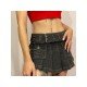 Y2K Style Pleated Mini Denim Skirts