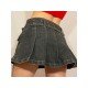 Y2K Style Pleated Mini Denim Skirts