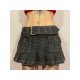 Y2K Style Pleated Mini Denim Skirts