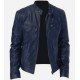 Leather Black Stand Collar Men Jackets