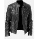 Leather Black Stand Collar Men Jackets