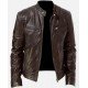 Leather Black Stand Collar Men Jackets