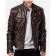 Leather Black Stand Collar Men Jackets