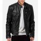 Leather Black Stand Collar Men Jackets