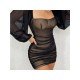  Sexy Square Collar See Through Women's Dress