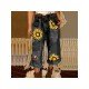  Fashion Flower Printing Ripped Women's Jeans