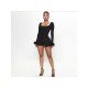  Black Skinny Square Neck Backless Women's Rompers