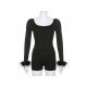  Black Skinny Square Neck Backless Women's Rompers