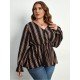  Casual V Neck Striped Women's Long Sleeve Shirt