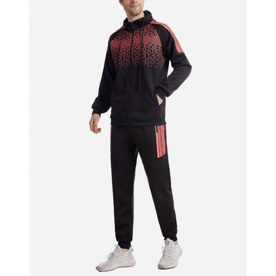 Printed Hooded 2 Piece Long Tracksuit Sets For Men