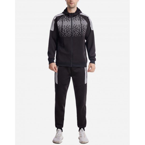 Printed Hooded 2 Piece Long Tracksuit Sets For Men