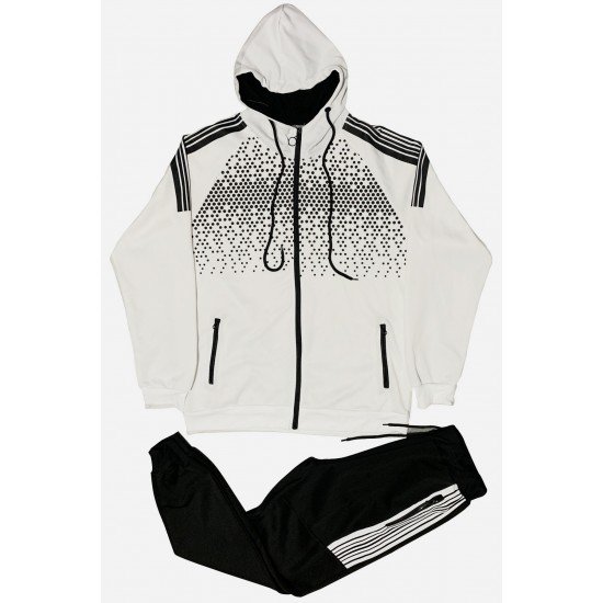 Printed Hooded 2 Piece Long Tracksuit Sets For Men