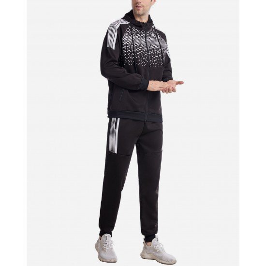 Printed Hooded 2 Piece Long Tracksuit Sets For Men