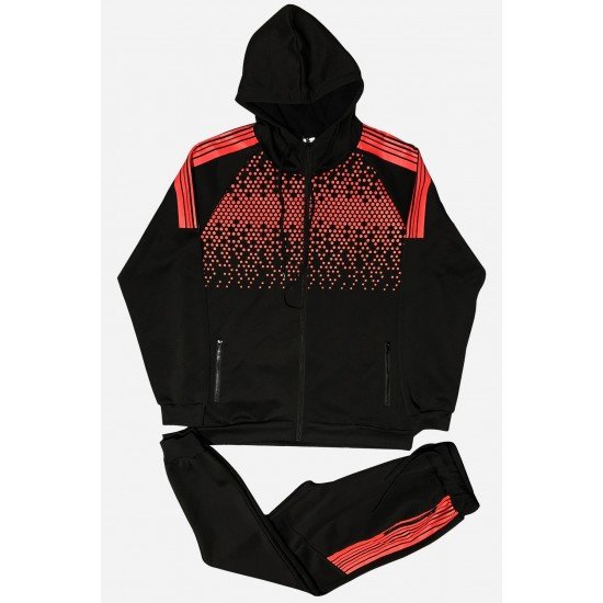 Printed Hooded 2 Piece Long Tracksuit Sets For Men