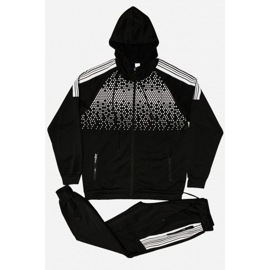 Printed Hooded 2 Piece Long Tracksuit Sets For Men