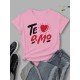 Heart Letter Printed Summer Couple T Shirts