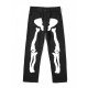 Skeleton Printed Black High Waist Jeans