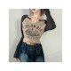  American Retro Letter Printing Women's Crop T-shirt