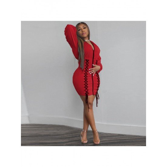  Pure Color Hooded Women's Long Sleeve Dress