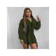  Pure Color Hooded Women's Long Sleeve Dress