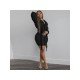  Pure Color Hooded Women's Long Sleeve Dress