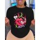 Lip Tongue Graphic Short Sleeve T Shirt Tops