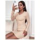 Casual Solid V Neck Long Sleeve Slim Fit Dress