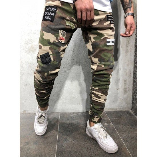  Fashion Camouflage Denim Jeans For Men